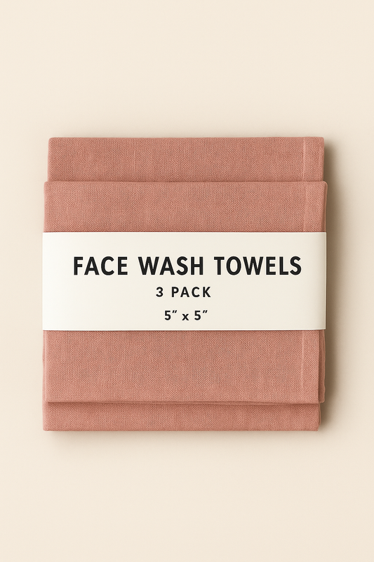 Plush Pink Linen Face Towels